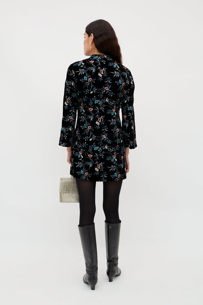 Delphina - Botanical Embroidery Black