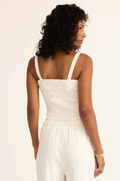 Amelie Smocked Linen Crop Tank