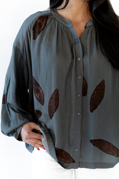 Satin Texture Petal Blouse