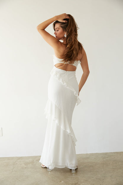 Jana Ruffle Open Back Maxi Dress
