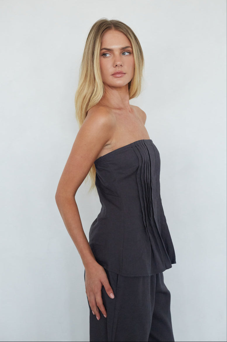 Kyle Pleated Linen Top